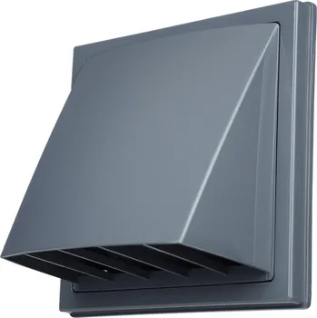 Stavební výplň Větrací mřížka se stříškou a klapkou Dalap GP 102 BKF ASA GRAY , 150x150 mm / Ø 100 mm, šedá