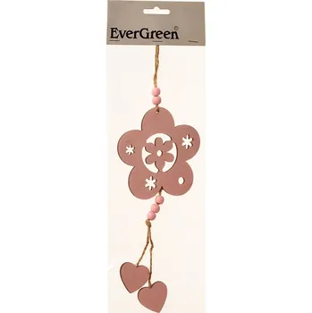 Velikonoční dekorace H+H Dekorace závěsná dřevěná, květina - 1ks, výška 30cm - růžová 385051-11 Nové zboží