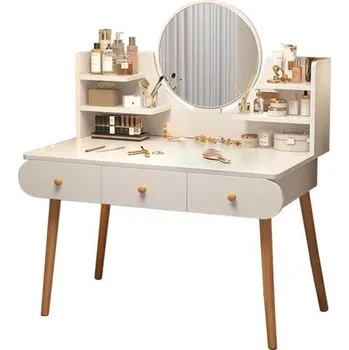 Toaletní stolek Toaletní Stolek Lean bílý dřevěný se 3 zásuvkami 120x40x100 cm