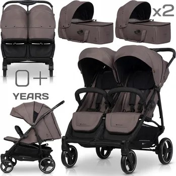 Kočárek SPORTOVNÍ KOČÁREK PRO DVOJČATA, KOČÁREK PRO DĚTI ROK PO ROCE, 2x KORBA FÓLIE