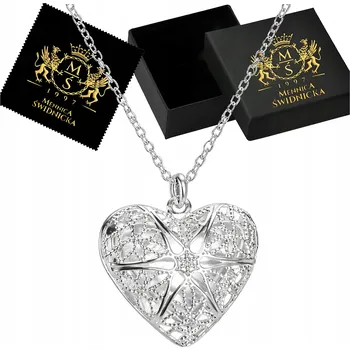 Náhrdelník Dámský Stříbrný Náhrdelník 925 Srdce Přívěsek Prolamovaný na Řetízku 50 cm