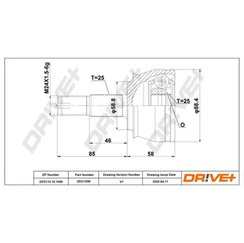 Hřídel nápravy Sada kloubu hnacího hřídele DRIVE+ DP2110.10.1090