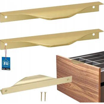 Nábytkové kování SADA 2X NÁBYTKOVÁ ÚCHYTKA 160 MM HRANOVÁ ZLATÁ MATNÁ NA NÁBYTEK SKŘÍNĚ ZÁSUVKY