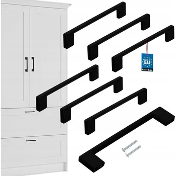 Nábytkové kování SADA 6x NÁBYTKOVÁ ÚCHYTKA ČERNÁ MADLO 128 PRO NÁBYTEK SKŘÍŇKY ZÁSUVKY DO KUCHYNĚ