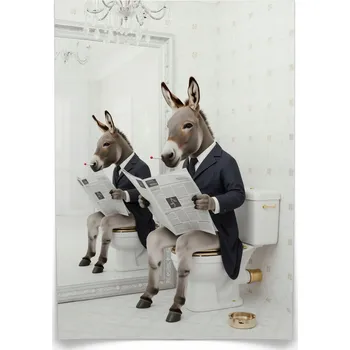 Obraz Plakát Oslík na toaletě 30x40 bez rámu 30 x 40 cm