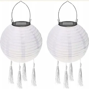 Venkovní osvětlení Solární zahradní závěsná lampa 2 ks | Bílá Koule Dekorace na Terasa Balkon