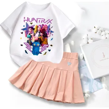 Kpop Demon Hunters - dívčí letní set tričko + sukně Motiv: LMNT223, Velikost: 150