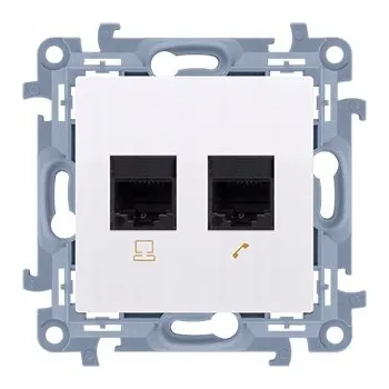 Elektrická zásuvka Zásuvka, Internetová a telefonní lišta do zdi Kontakt-simon bílá