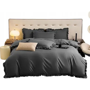 Povlečení Povlečení s Falbankou 160x200 Grafitová Ložnice Elegantní Premium