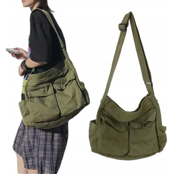 Plátěná taška přes rameno zelená vojenská 12 l sportovní