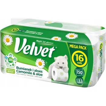 Toaletní papíry Toaletní papír Velvet Heřmánek a Aloe 16 rolí
