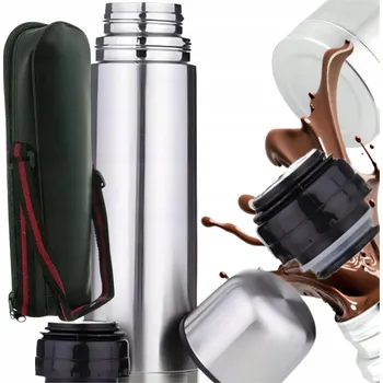 Termoska TERMOSKA 1 LITR PRÓŻNIOWY TURYSTYCZNY OCELOVÁ NA ČAJ A KÁVU + OBAL