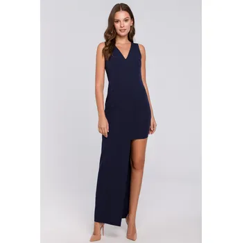 Dámské šaty VÝPRODEJ ŠATY DÁMSKÉ VEČERNÍ LETNÍ ASYMETRICKÉ TMAVĚ MODRÉ 40 L