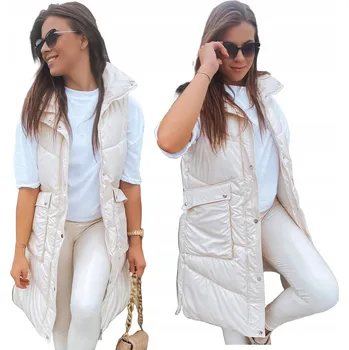 Dámská vesta DÁMSKÁ PROŠÍVANÁ VESTA SE STOJÁČKEM ECRU ty3014 - XL