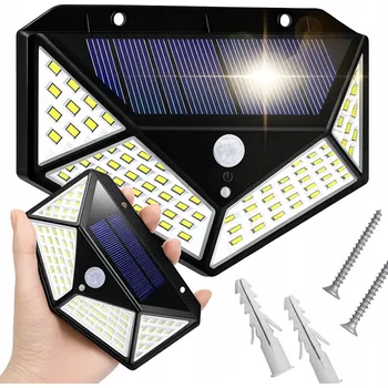 Venkovní osvětlení SOLÁRNÍ LAMPA 100 LED SE SENZOREM SOUMRAKU A POHYBU ZAHRADNÍ FASÁDNÍ