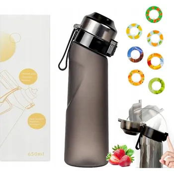 Láhev LAHEV NA VODU 650ML MATNÁ ČERNÁ KOŘENÍ LAHEV NA VODU - 7 KUSŮ