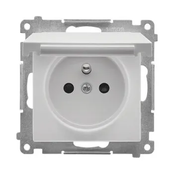 Elektrická zásuvka Simon 55 Jednoduchá zásuvka s krytkou IP44 světle šedá matná TGZ1BCUZ.01/114