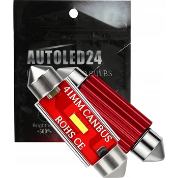 Autožárovka POWER LED ŽÁROVKA 24V TRUBIČKA 41mm ČERVENÁ TIR CANBUS RETRIFY AUTOMOTIVE