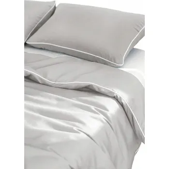 Povlečení ŠEDÁ BAMBUSOVÁ SADA POVLEČENÍ S LEMEM 140x200cm PREMIUM JEMNÁ