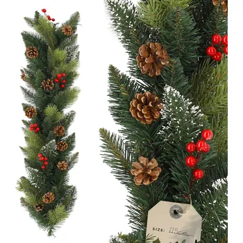 Vánoční dekorace VÁNOČNÍ GIRLANDA UMĚLÁ VÁNOČNÍ HUSTÝ ŘETĚZ ŠIŠKY PREMIUM 115 cm