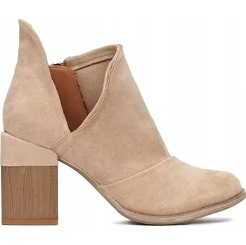 Dámské kozačky Kotníkové Boty Elegantní na sloupkovém podpatku semišové s výřezem podzimní jarní béžové 38