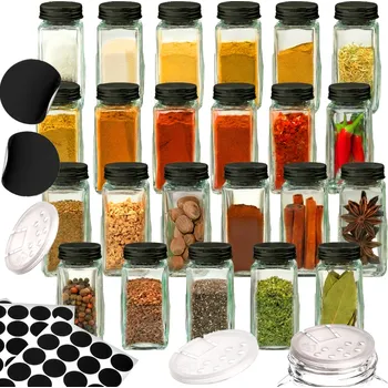 Sklenice NÁDOBY NA KOŘENÍ 24KS Sklenice Sklenice Kořenící organizér SAMOLEPKY
