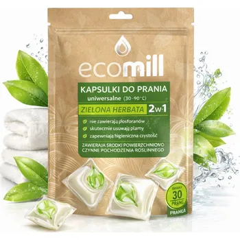 Prací prostředek Ecomill kapsle na praní 2v1 univerzální zelený čaj, 30 ks