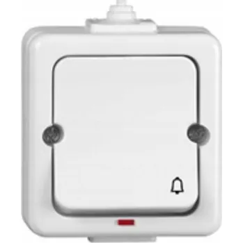 Domovní zvonek JANTAR Zvonkové tlačítko s podsvícením, povrchová montáž, IP44, bílé WNT-7J/S
