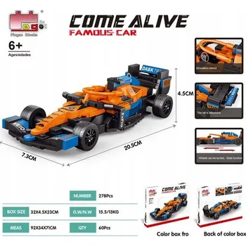 ostatní stavebnice Sada Kostek Bolid F1 Oranžový 278ks.