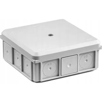 Elektroinstalační krabice Nástěnná krabice 90x90x37mm IP55 s vývodkami NSW90x90 šedá Simet 35418702