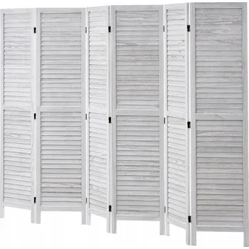 Paraván SucceBuy Skládací Dřevěná Paraván Bílá, 6-dílná, 242 cm, do Ložnice
