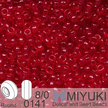 Korálek Korálky Miyuki Round 8/0. Barva 0141 Transparant Ruby. Balení 5g