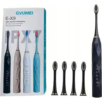 Péče o chrup Elektrický Zubní Kartáček Zubní Kartáček E-X9 black Sonický + 4 Hlavice