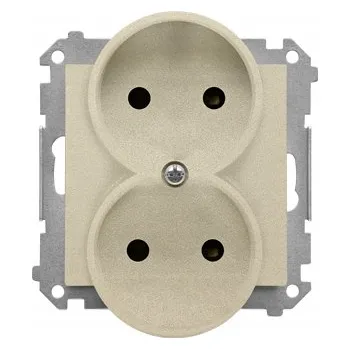 Elektrická zásuvka Dvojitá zásuvka bez uzemnění Simon 55 TG2MCZ.01/144, šampaňská matná