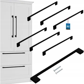 Nábytkové kování SADA 6x NÁBYTKOVÁ ÚCHYTKA ČERNÁ MADLO 320 PRO NÁBYTEK SKŘÍŇKY ZÁSUVKY DO KUCHYNĚ