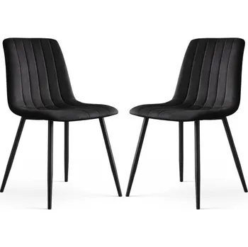 Jídelní židle Sada dvou jídelních židlí LIVO sametové, černé / černé nohy (2 ks)