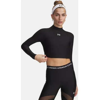 Dámské tričko Dámské tréninkové tričko s dlouhým rukávem Under Armour HeatGear Crop Mock LS Černé S