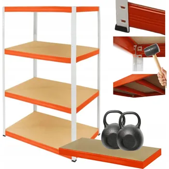 Dílenský regál Kovový regál do skladu, garáže, stojan HELIOS 180x110x30cm, 4 police, nosnost 275 kg PL