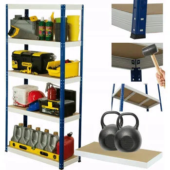 Dílenský regál Dílenský regál kovový stojan HELIOS 196x110x35cm 5 polic x 275kg POLSKÝ