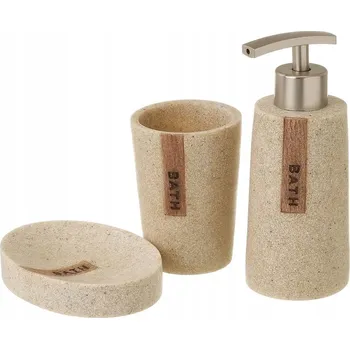 WC štětka Sada koupelnových doplňků HowHomely 3dílná béžová