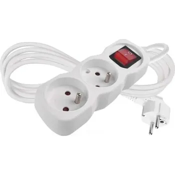 Prodlužovací kabel Prodlužovací přívod 2 zásuvky 2m EMOS P1212 s vypínačem