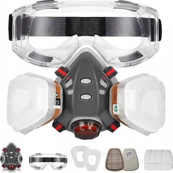Plynová maska LAKÝRNICKÁ MASKA FILTRAČNÍ PROTIPRACHOVÁ CELOOBličEJOVÁ FILTRY + VLOŽKY + BRÝLE