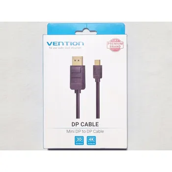 Video kabel VENTION KABEL MINI DP - DISPLAYPORT 1,5M ČERNÝ 4K