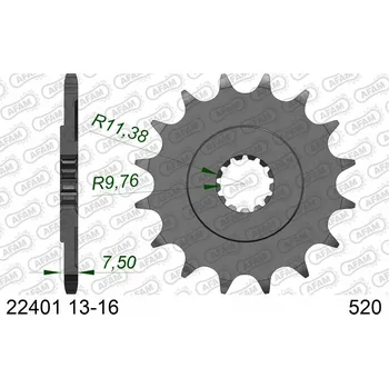 Řetězová sada pro motocykl 22401-15 PŘEDNÍ HNACÍ ROZETA MOTO. OCELOVÁ AFAM