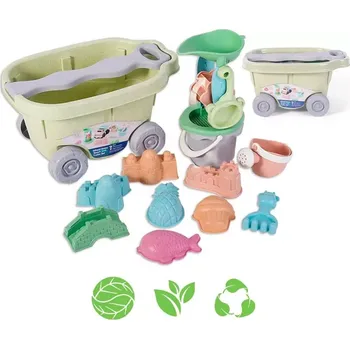 Hračka na písek Woopie Green sada na písek s vozíkem – 13dílná ekologická hračka