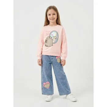 Dívčí oblečení Sinsay - Džíny s širokými nohavicemi Pusheen the Cat - modrá - 863HE-50J - 863HE-50J-122