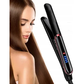 Žehlička na vlasy ŽEHLIČKA NA VLASY NA VLASY KERAMICKÁ LCD DISPLEJ 2V1 KULMA LEHKÁ ČERNÁ