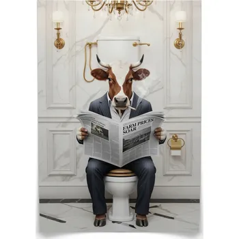 Obraz Plakát Kráva s novinami 30x40 bez rámu 30 x 40 cm