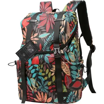 Městský batoh Cestovní dámský batoh BB33 (Dámský cestovní batoh s barevným motivem listů – městský a příruční batoh na notebook 15,6")