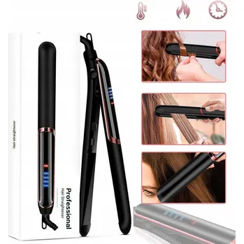 Žehlička na vlasy ŽEHLIČKA NA VLASY NA VLASY KERAMICKÁ LCD DISPLEJ 2V1 KULMA LEHKÁ ČERNÁ